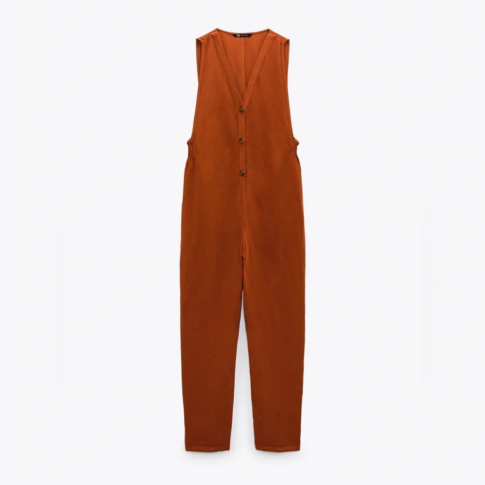 ZARA OVERSIZED‎ LINEN BLEND JUMPSUIT
